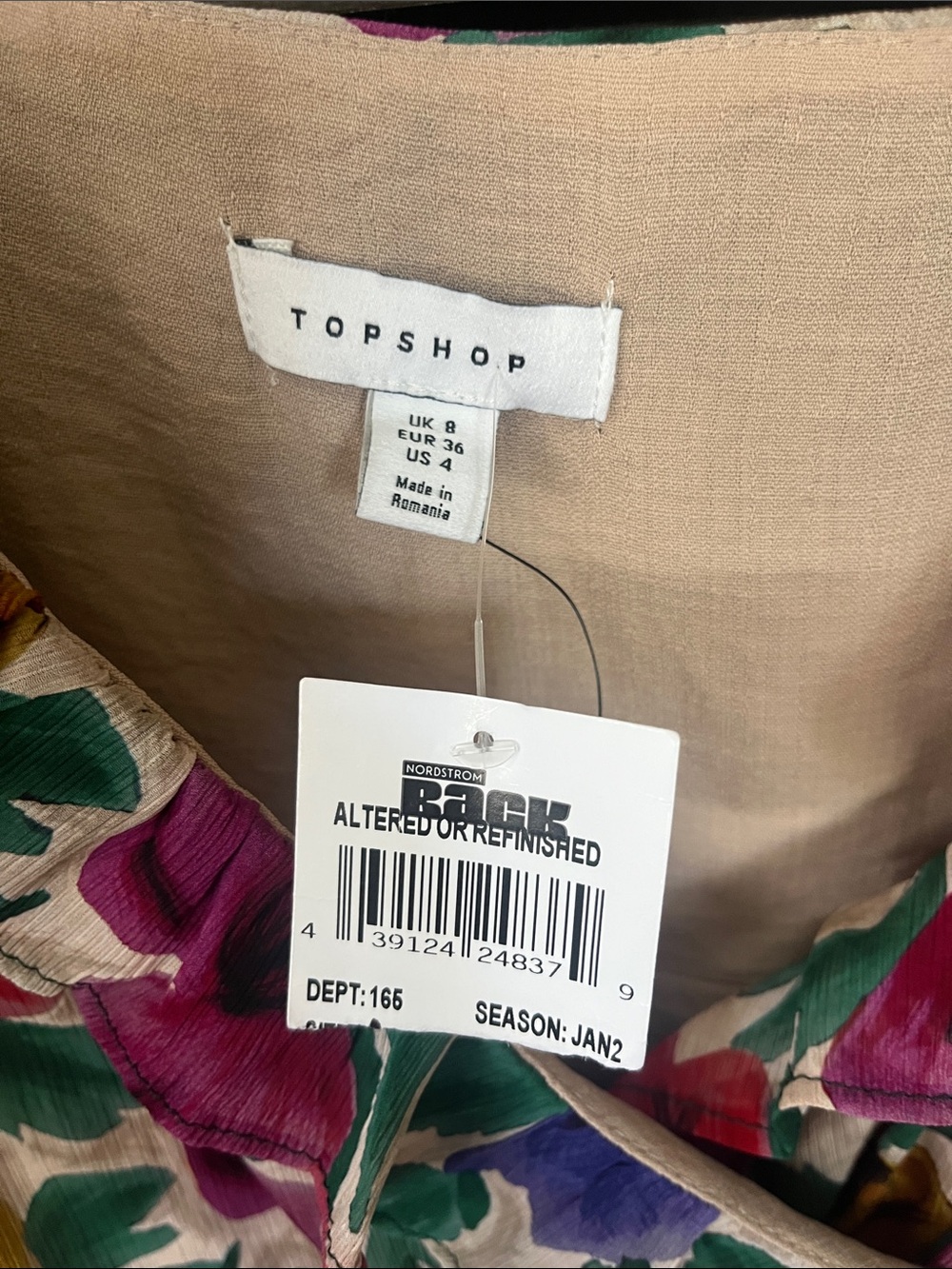 Topshop Floral Wrap Mini Dress in Pink, Purple, Green, yellow - Picture 2 of 3